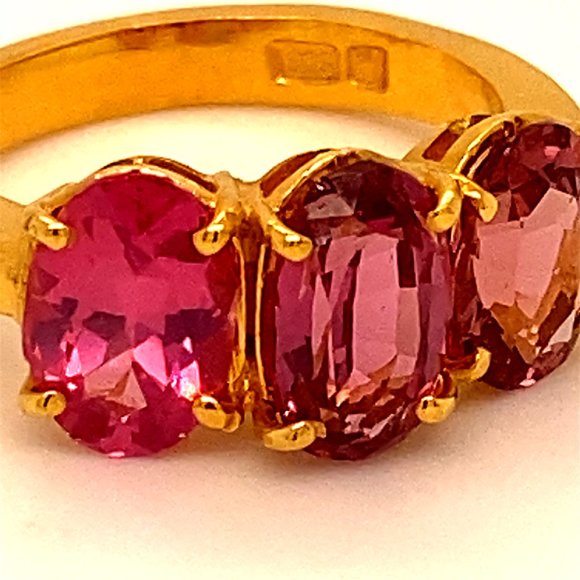 Red Pink Spinel 4.15ct Solid 22K Yellow Gold Ring - Picture 6 of 6